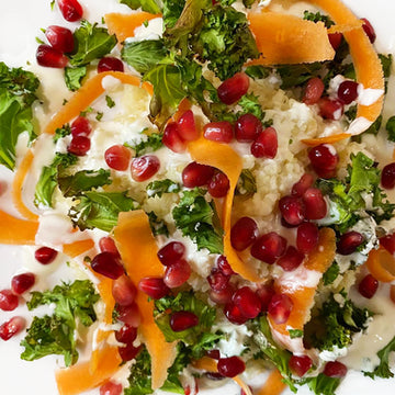 Bulgur Wheat & Kale Salad with a Yogurt Verjuice Dressing